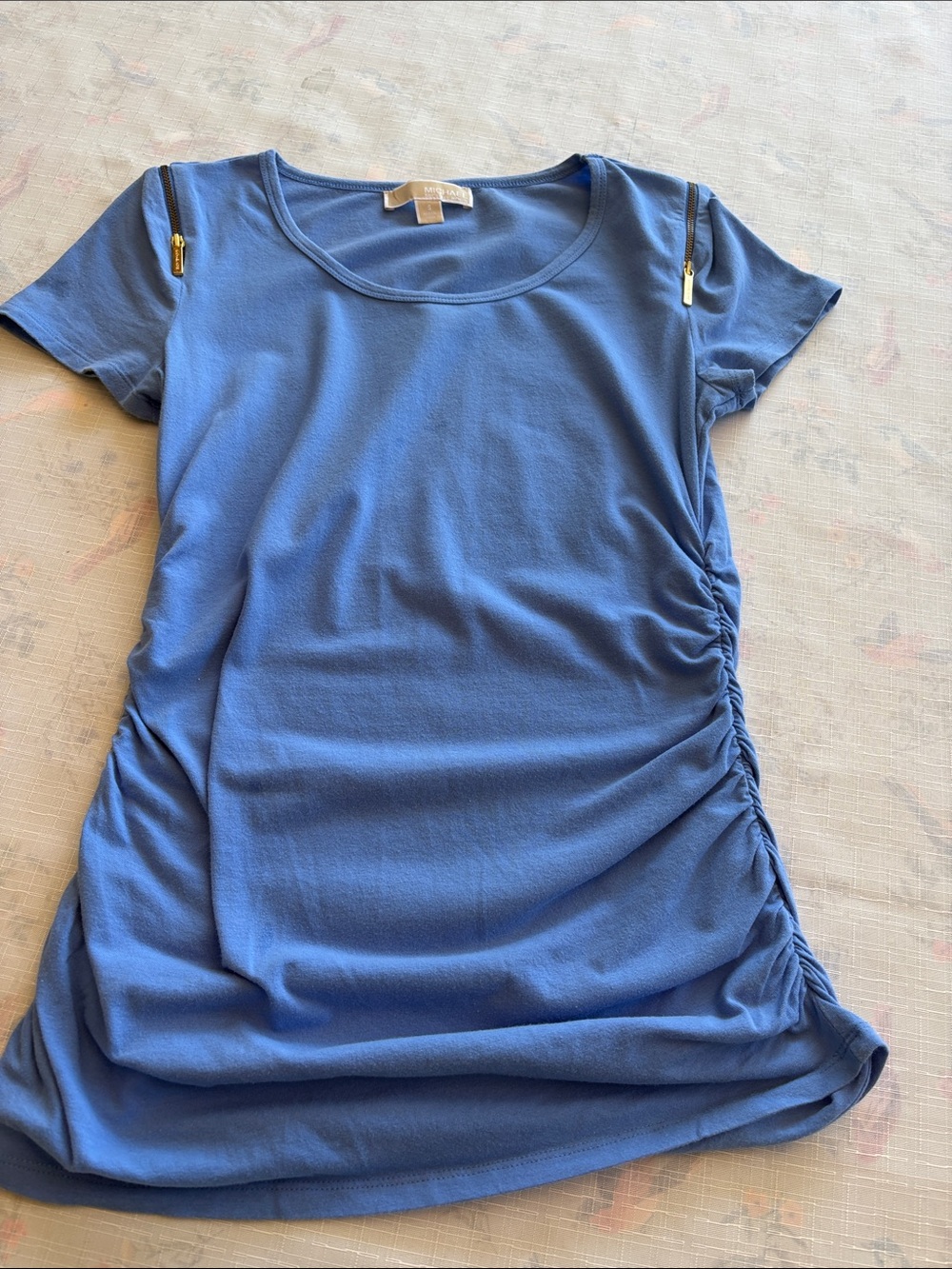 Sleeve Ruched Side Tee - Blue